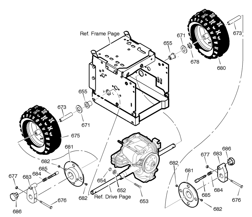 Wheels Diagram and Parts List for C950-52313-1 2004 Briggs and Stratton Snow Blower